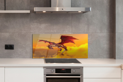 Szkło Ozdobne do Kuchni Smok na Niebie pełnym Chmur