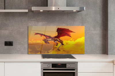 Szkło Ozdobne do Kuchni Smok na Niebie pełnym Chmur