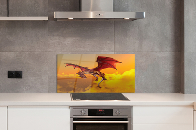 Szkło Ozdobne do Kuchni Smok na Niebie pełnym Chmur