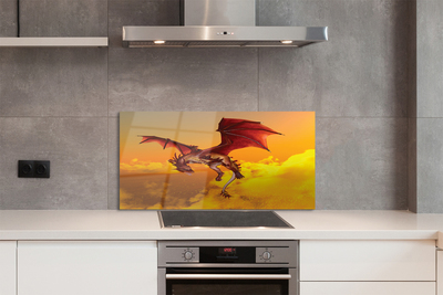 Szkło Ozdobne do Kuchni Smok na Niebie pełnym Chmur