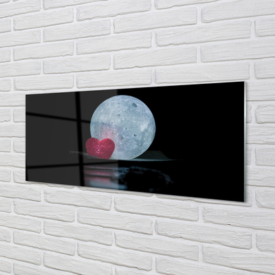 Szklany Panel Księżyc w Kształcie Serca