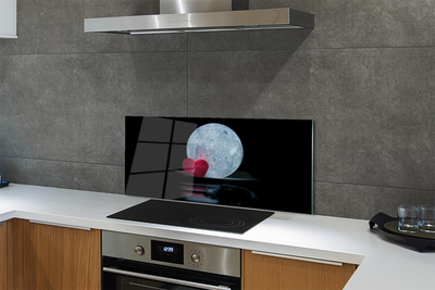 Szklany Panel Księżyc w Kształcie Serca