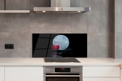 Szklany Panel Księżyc w Kształcie Serca