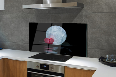 Szklany Panel Księżyc w Kształcie Serca