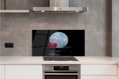 Szklany Panel Księżyc w Kształcie Serca