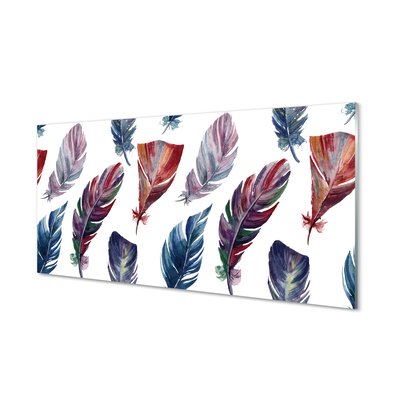 Szkło do Kuchni na Ścianę Detal Kolorowych Piór