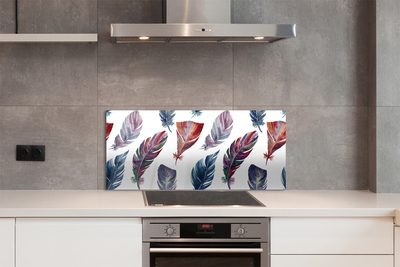 Szkło do Kuchni na Ścianę Detal Kolorowych Piór