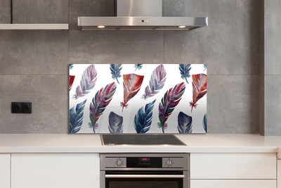 Szkło do Kuchni na Ścianę Detal Kolorowych Piór