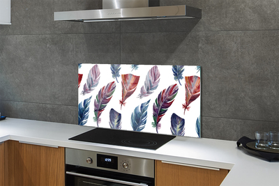 Szkło do Kuchni na Ścianę Detal Kolorowych Piór