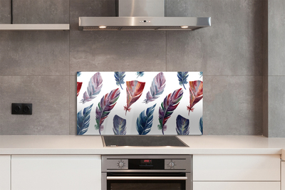 Szkło do Kuchni na Ścianę Detal Kolorowych Piór