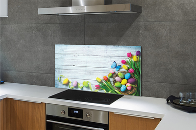 Szkło do Kuchni na Ścianę Wiosenne Jajka z Motylem