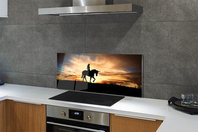 Szkło do Kuchni na Ścianę Podróż na Jednorożcu o Zmierzchu