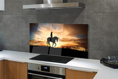 Szkło do Kuchni na Ścianę Podróż na Jednorożcu o Zmierzchu