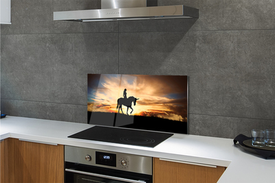 Szkło do Kuchni na Ścianę Podróż na Jednorożcu o Zmierzchu