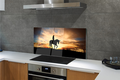 Szkło do Kuchni na Ścianę Podróż na Jednorożcu o Zmierzchu