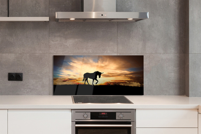 Szkło do Kuchni na Ścianę Jednorożec w Złotej Godzinie