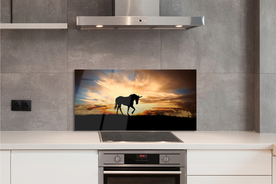 Szkło do Kuchni na Ścianę Jednorożec w Złotej Godzinie