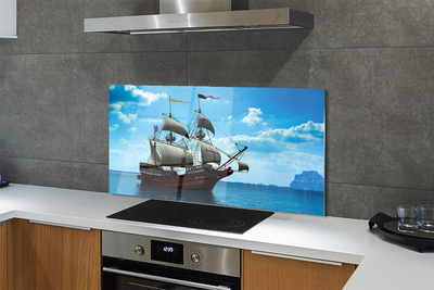 Szkło do Kuchni na Ścianę Rejs Statkiem pod Chmurami