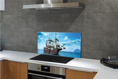 Szkło do Kuchni na Ścianę Rejs Statkiem pod Chmurami