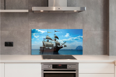 Szkło do Kuchni na Ścianę Rejs Statkiem pod Chmurami