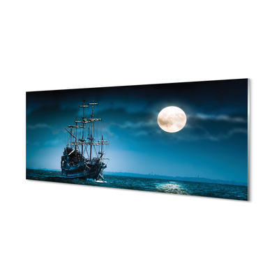 Szklany Panel Morze statek miasto księżyc