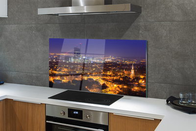 Panel szklany do Kuchni Nocna Panorama Gdańska