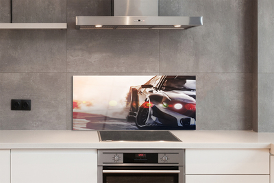 Panel szklany do Kuchni Luksusowe Czarne Auto