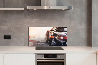 Panel szklany do Kuchni Luksusowe Czarne Auto