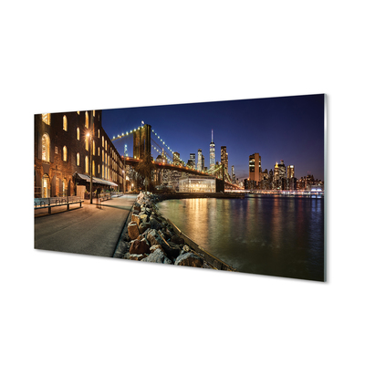 Panel szklany do Kuchni Nocne Odbicia w Rzece