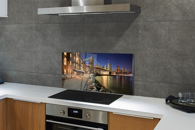 Panel szklany do Kuchni Nocne Odbicia w Rzece