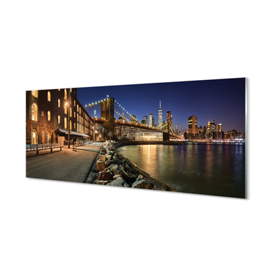 Panel szklany do Kuchni Nocne Odbicia w Rzece