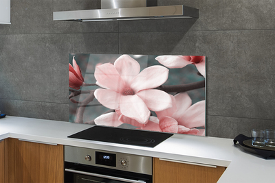 Panel Kuchenny Szklany Delikatne Różowe Kwiaty