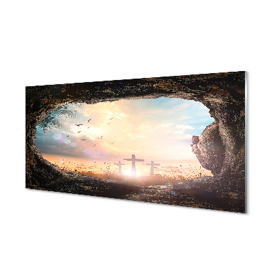 Szklany Panel Jaskinia i Lot Ptaków nad Krzyżami