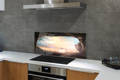 Szklany Panel Jaskinia i Lot Ptaków nad Krzyżami