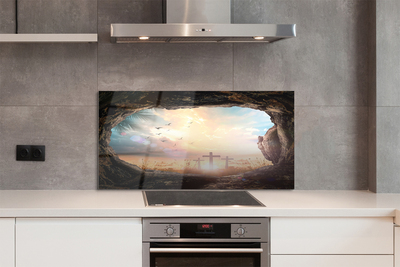 Szklany Panel Jaskinia i Lot Ptaków nad Krzyżami