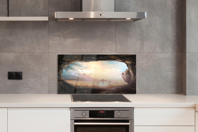 Szklany Panel Jaskinia i Lot Ptaków nad Krzyżami