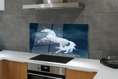 Szkło do Kuchni na Ścianę Jednorożec na tle Planet