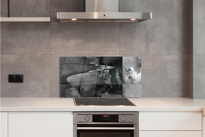 Panel szklany do Kuchni Czarno-Białe Niebo i Ludzie