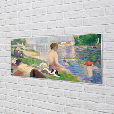Szklany Panel Kąpiący się w Asnieres - Seurat