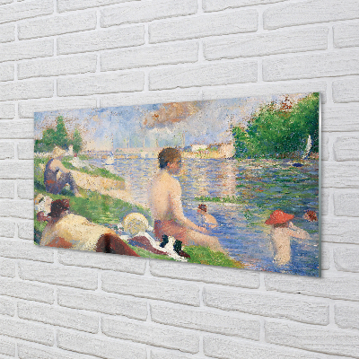 Szklany Panel Kąpiący się w Asnieres - Seurat