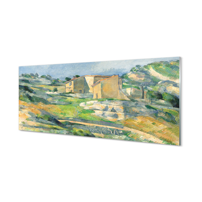 Szklany Panel Sztuka malowany dom na wzgórzu