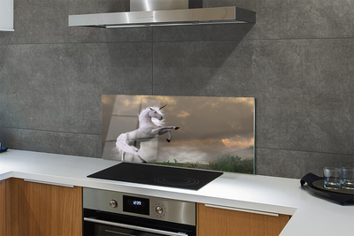 Panel Szklany Jednorożec na tle Górskich Szczytów