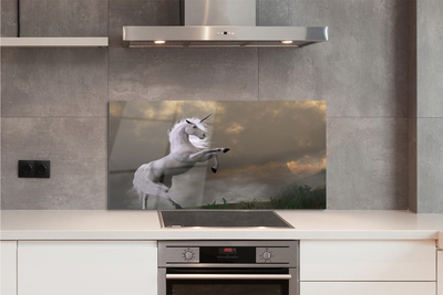 Panel Szklany Jednorożec na tle Górskich Szczytów