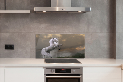 Panel Szklany Jednorożec na tle Górskich Szczytów