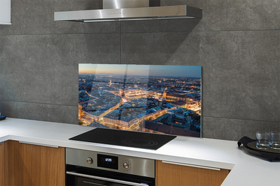 Szkło do Kuchni na Ścianę Nocna Panorama Krakowa