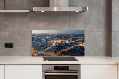 Szkło do Kuchni na Ścianę Nocna Panorama Krakowa