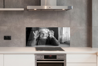 Szkło do Kuchni na Ścianę Portret Starszej Kobiety