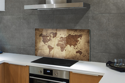 Panel nad Blat Kuchenny Szara Mapa Świata Vintage