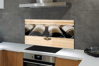 Panel szklany do Kuchni Butelki Wina w Skrzynce