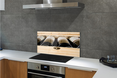 Panel szklany do Kuchni Butelki Wina w Skrzynce